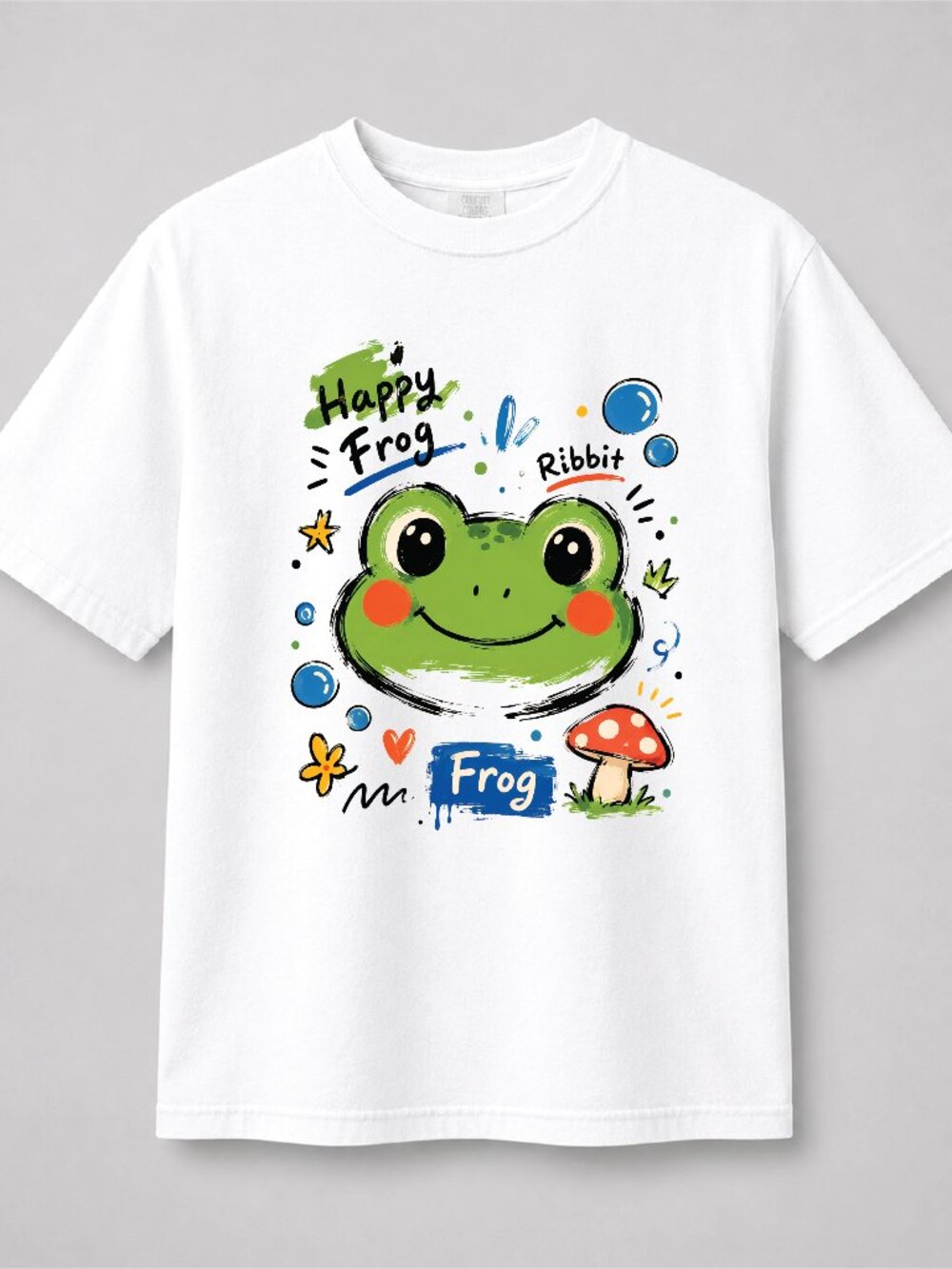 Happy Frog Ribbit Cute Doodle Graphic Tee